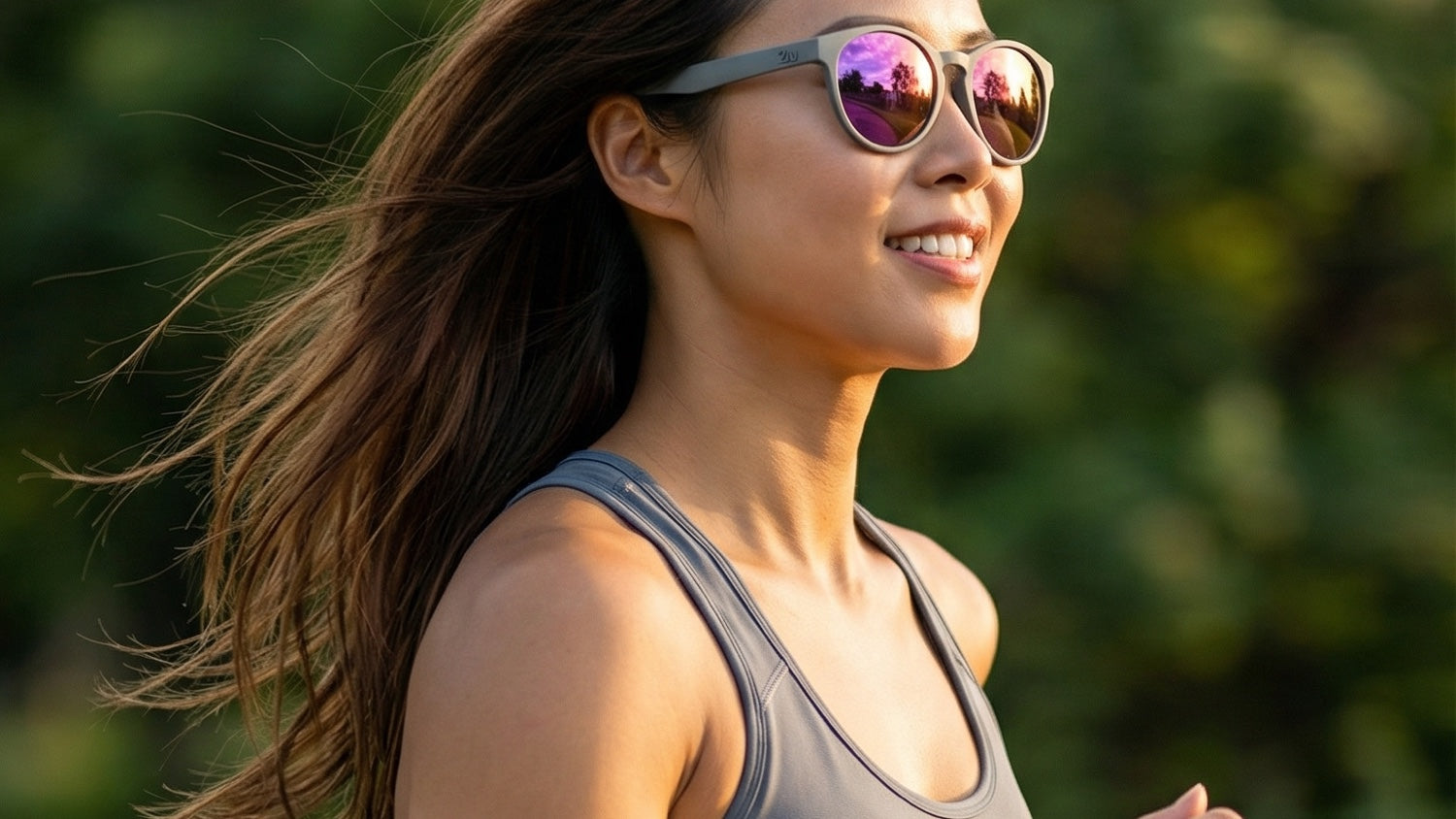 Hong Kong runner wearing performance sunglasses during a warm outdoor training session