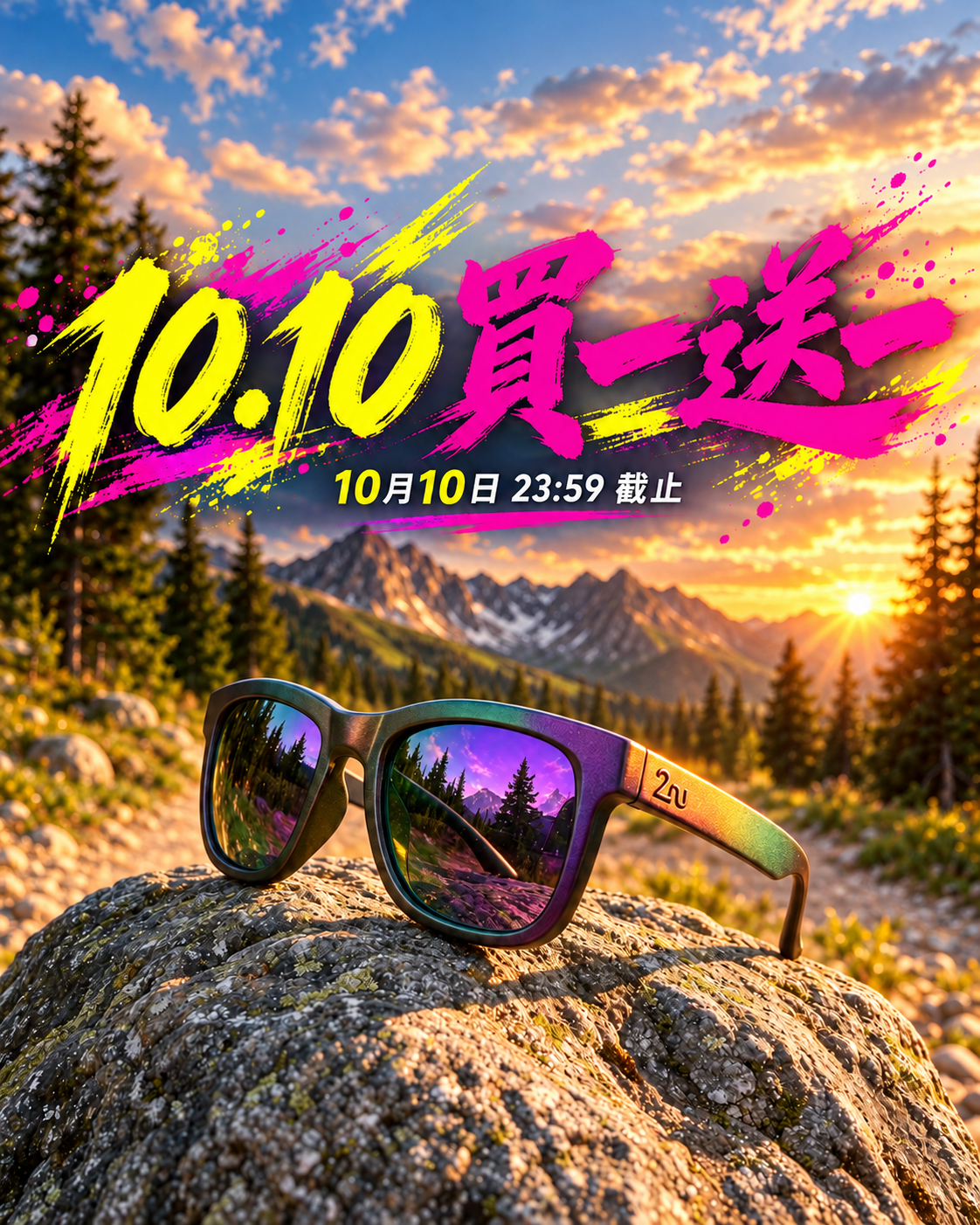 10.10 BOGO — Hand-Sprayed Purple Green Fancy sunglasses